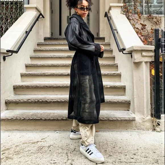 adidas x IVY PARK Black Mesh SPR Coat Sz XS - Picture 3 of 8